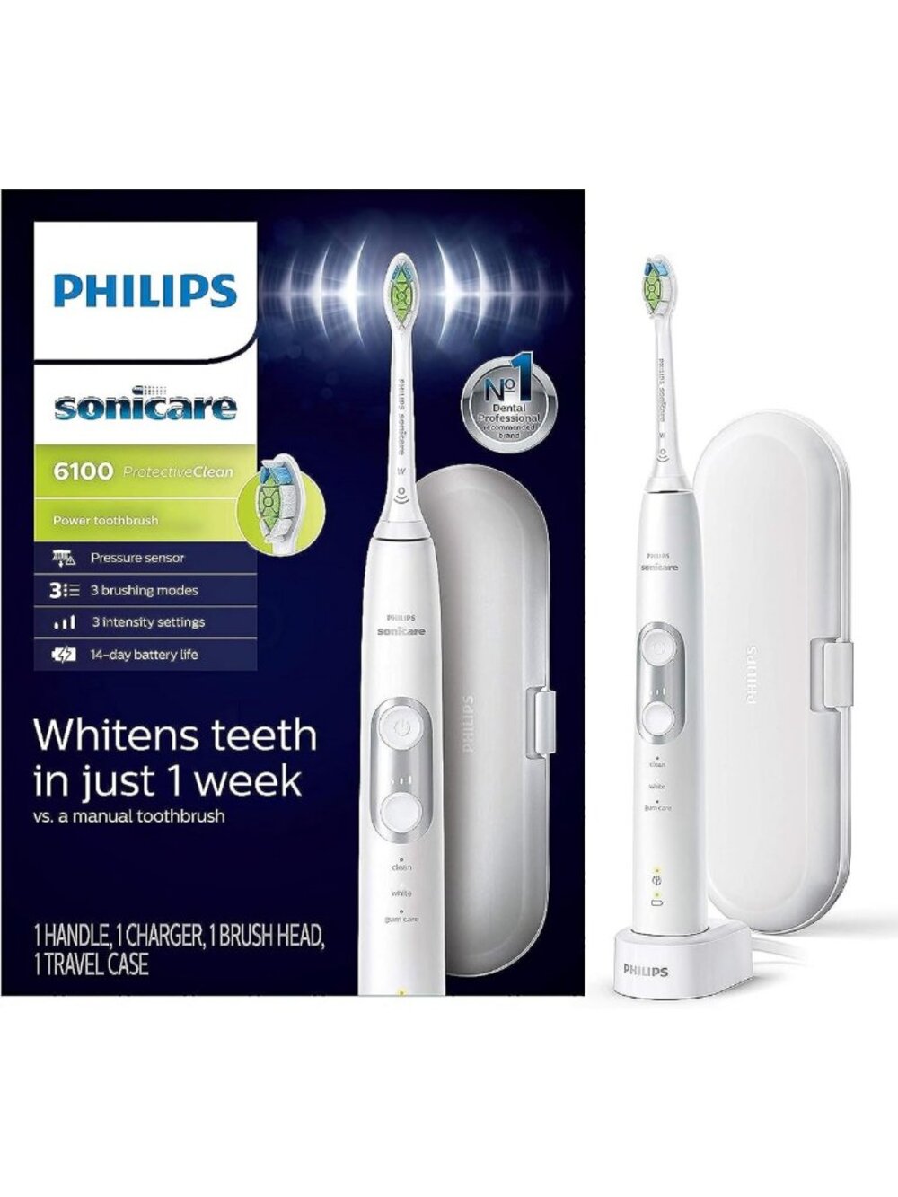 Electric Toothbrush with Smart Pressure Sensor, 3 Cleaning Modes & Travel Case